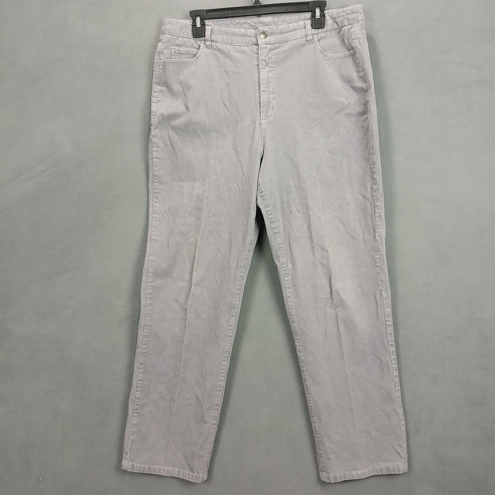 Appleseeds Pants Women 14 Light Gray Corduroy Cotton Stretch Straight Leg Modern